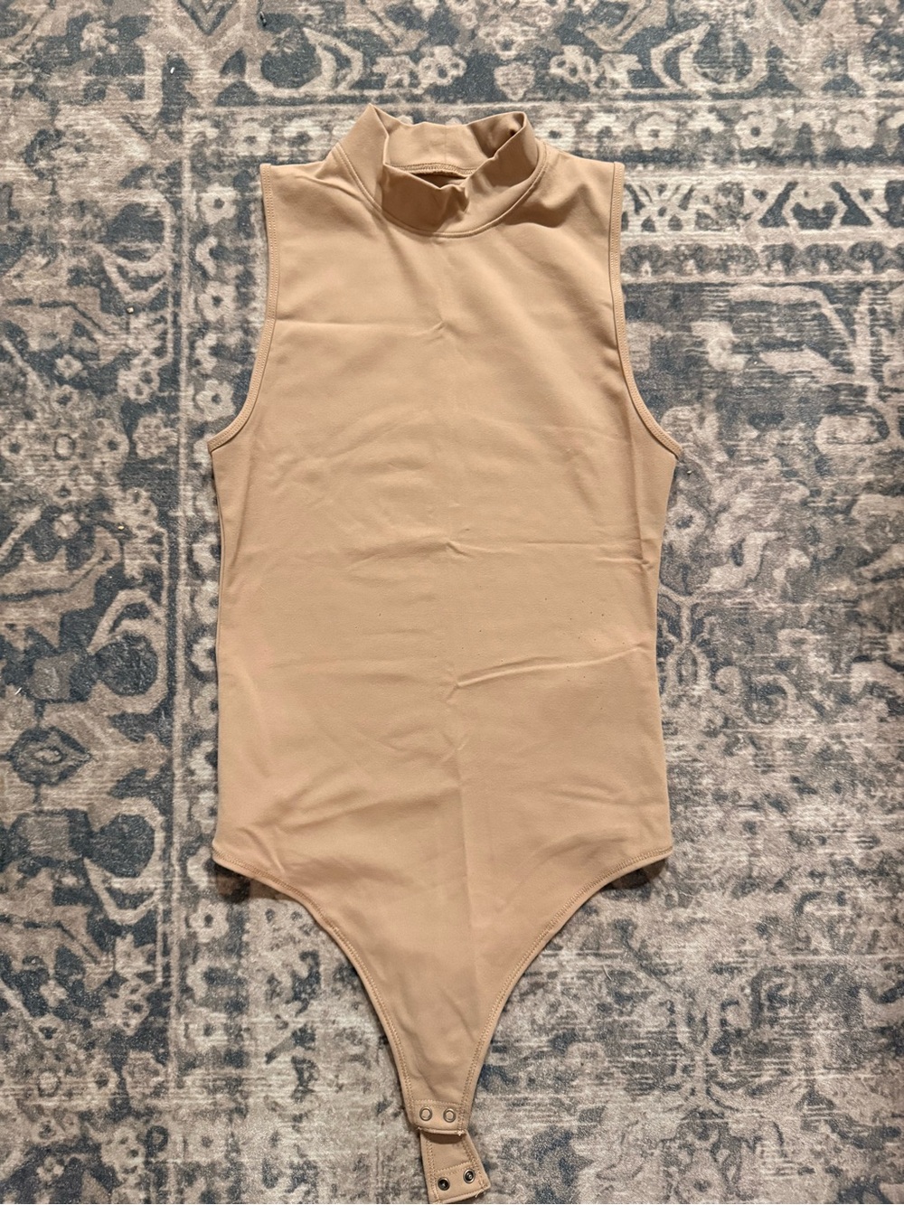 Abercrombie & Fitch Tan Sleeveless Mock Neck Thong Bodysuit